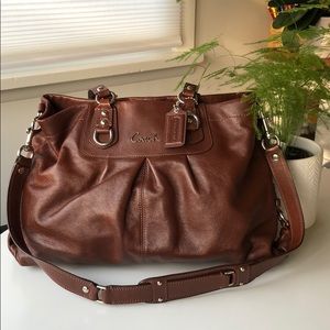 Brown Leather Coach Shoulder Tote